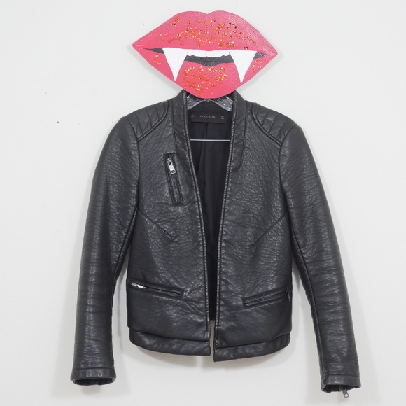 Zara Jackets & Blazers - Zara Black Moto/Biker Faux Leather Jacket